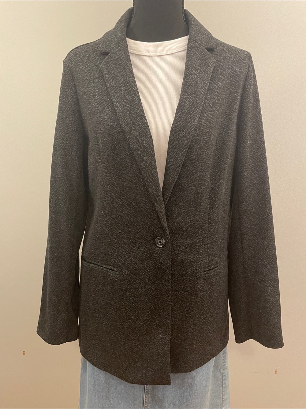 Women's Nine West Charcoal Single-Button Blazer Jacket